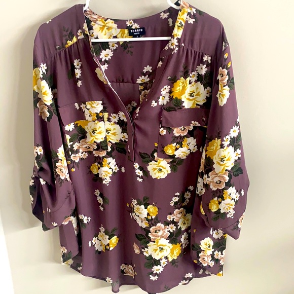 torrid Tops - Purple Floral Torrid Harper Blouse